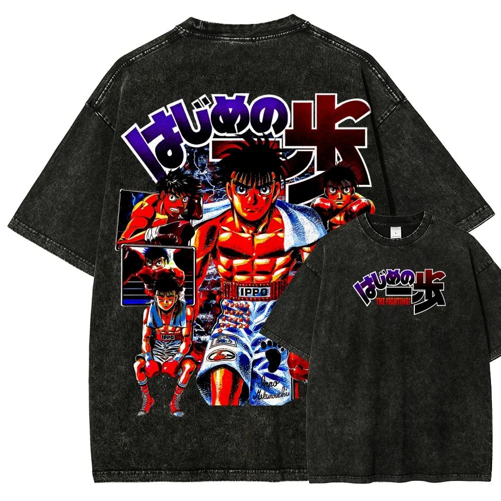 Boxing Competition Anime Hajime No Ippo Peripherals Print T-shirt Streetwear Hip Hop Y2K Style Tee Men Women Oversize Cotton Top