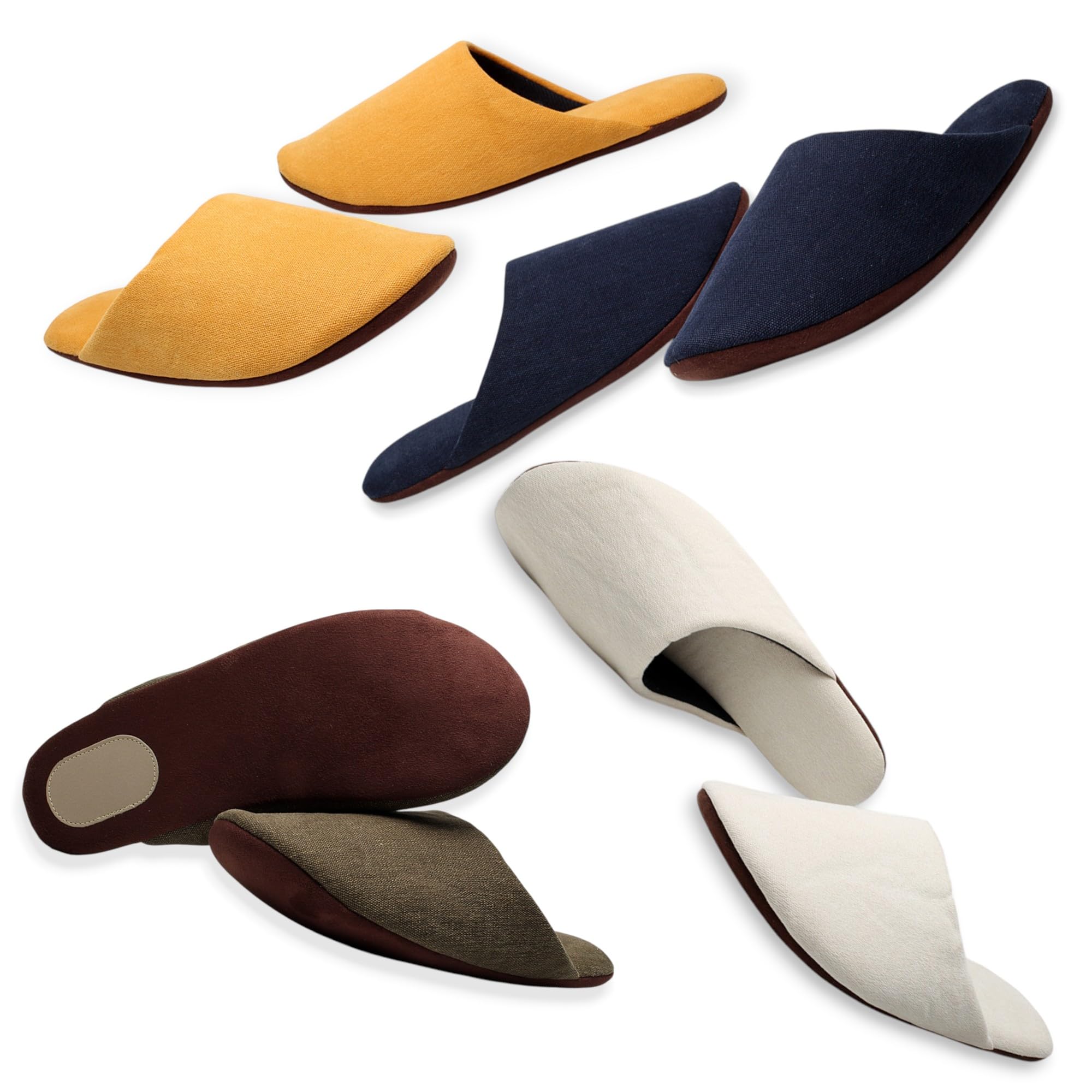 

SHITATARI Холщовые Хлопковые Домашние Набор из 2 пар для мужчин и 2 пар для темно-синего, цвета слоновой кости, зеленого и желтого. Идеально для подарка для мужчин и женщин [MOON ROOM] Тапочки,