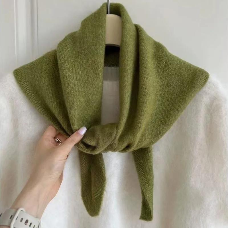 Wool Knitted Scarf For Woman Multi-functional Warm Triangular Muffler Women Headscarf Winter Warm Knitting Neckerchief Hair Wrap
