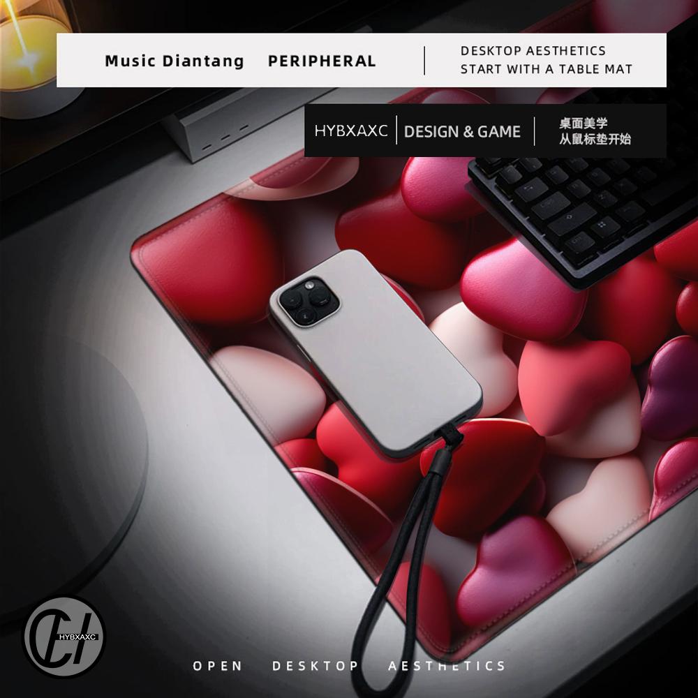 Kawaii Heart Mouse Pad Desk Mouse Pad Cute HD Desk Pad Extended Gaming Keyboard Mats Large XXL Gamer Mousepad 90x40
