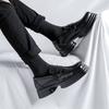 Men Luxury Fashion Genuine Leather Shoes Slip-on Platform Shoe  Designer Square Toe Summer Loafers Punk Rock Dress Footwear