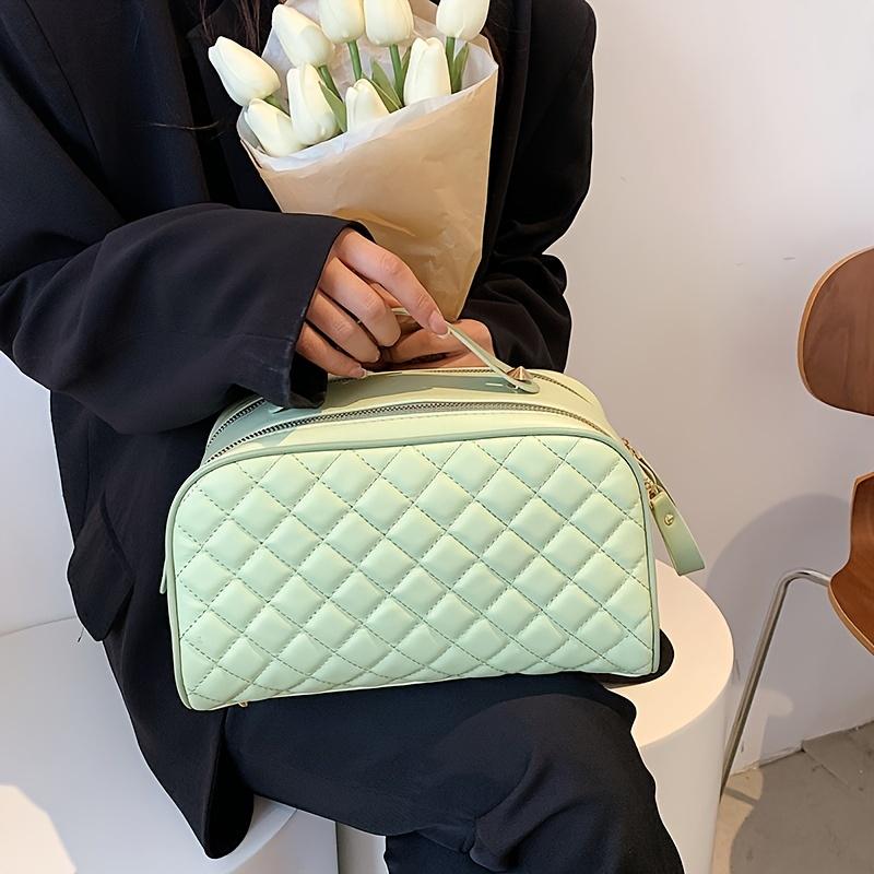 

Luxury Large Women Makeup Bag Female PU Leather Beauty Cosmetic Case Travel Storage Bag Ladies Wash Toiletry Zipper Pouch зелений