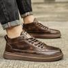 Men's Shoes Autumn and Winter High-top Brown Platform Tooling Board Shoes Men's Mid-top Casual Leather Shoes Retro Martin Short Boots