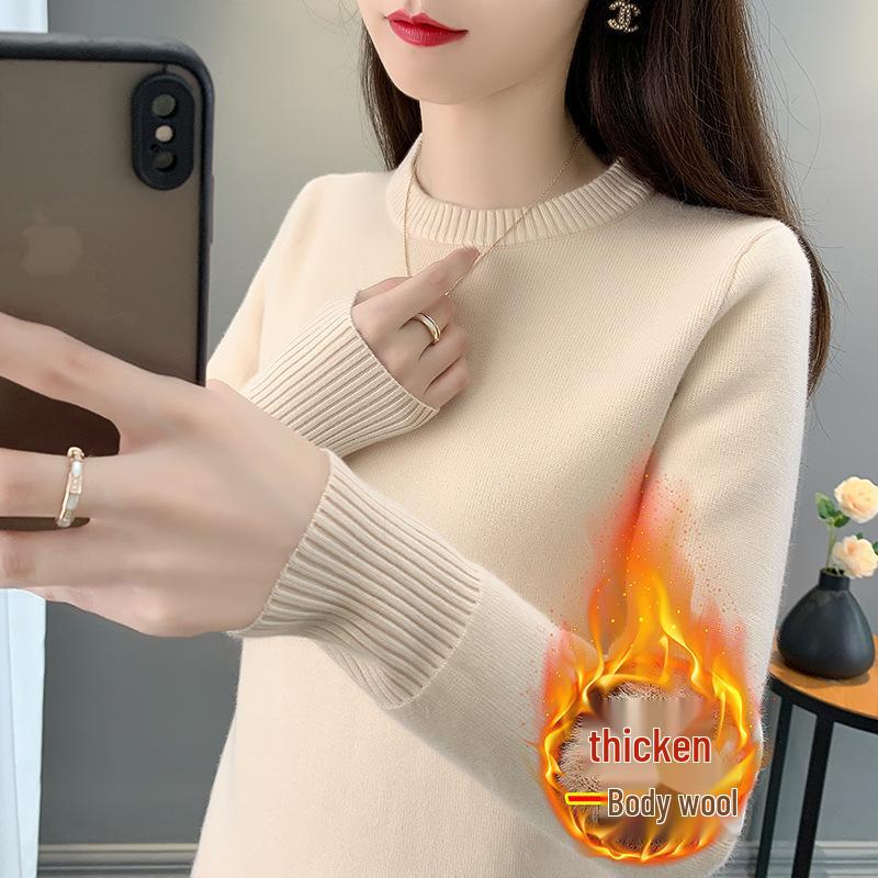 Women's Winter Warm Half-High Collar Knit Base Layer One-Piece Velvet Sweater (2025 Edition)