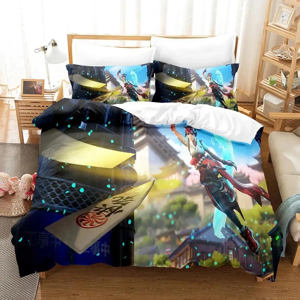 Comforter Game Overwatch Kiriko Heads Bedding Set Boys Girls Twin Queen Size Bed Kids Adult Home Textileextile