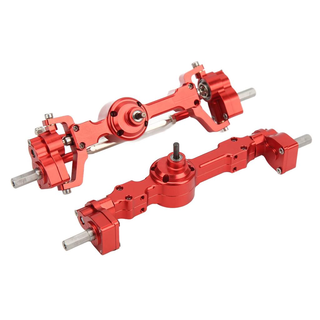 High-Strength Front and Rear Axles for RC Cars, Universal Design, 1-Piece Set, 4-Wheel RC Axle, Aluminum Alloy, Easy Installation, Red, Compatible