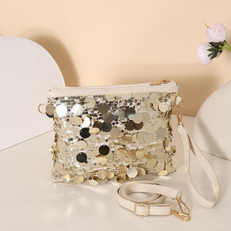 Crossbody bag, new sequined small square bag, fashionable and simple casual hand-held personalized commuter bag