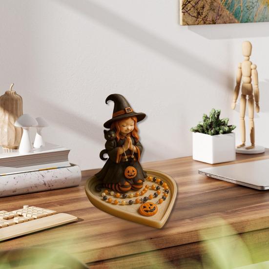 Halloween Witch Display Stand Multi-purpose Jewelry Key Trinkets Holder Organizer Home Office Desktop Decoration Ornament