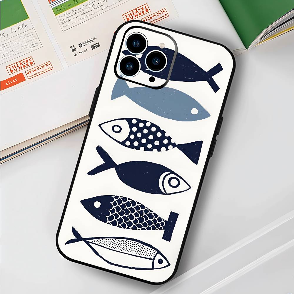 Blue Ocean For IPhone 13,17,11,12,16,14,15,Plus,Pro Max Soft Silicone Black Phone Case