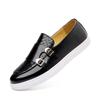 Fashion New Solid-Color Men's Casual Loafers For Autumn And Winter  Fashionable Crocodile Pattern Double-Breasted Comfortable Flat Shoes