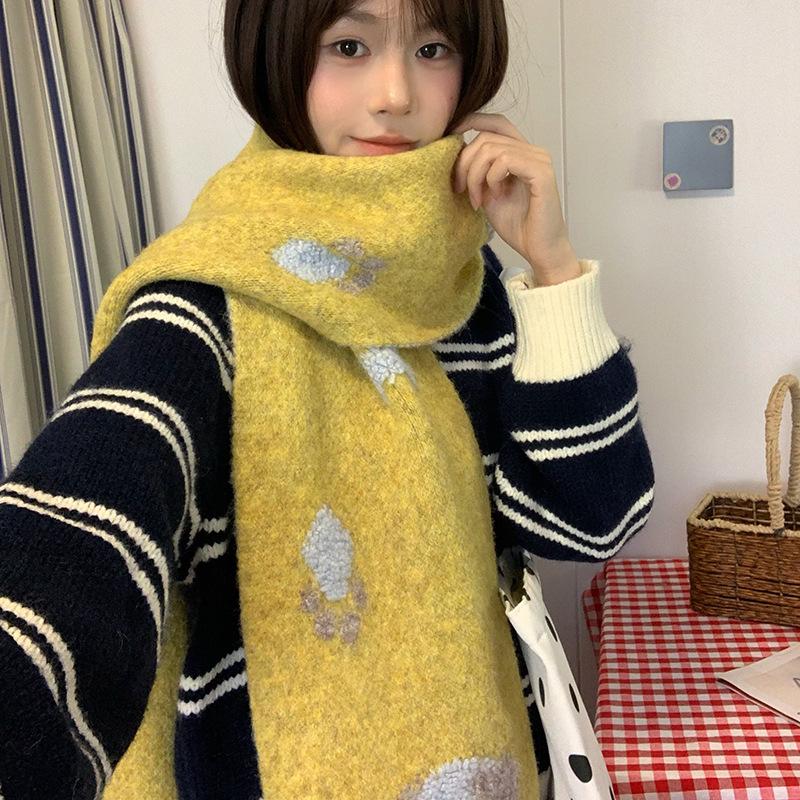 Falling Pool Knitwear: Fluffy 3D Puppy Scarf - Korean Style Unisex Warm Neck Warmer for Autumn/Winter