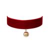 Adorable Christmas Plush Necklace with Red Velvet Bow and Jingle Bell Choker