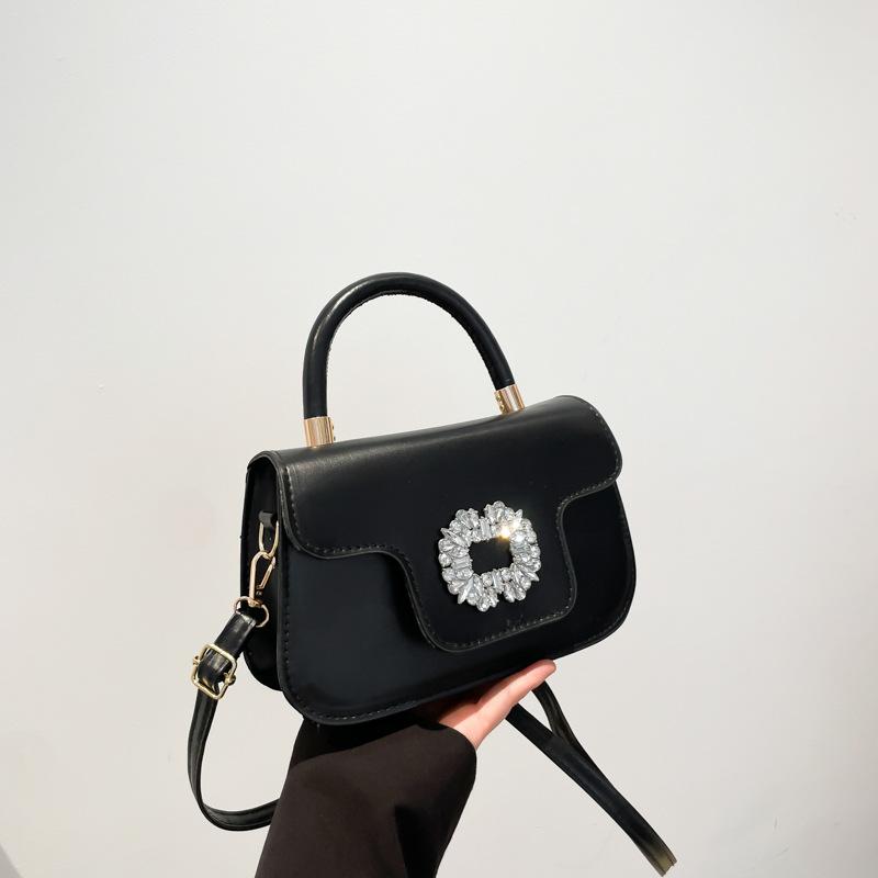 

New simple and fashionable solid color temperament versatile commuter bag handbag premium texture shoulder messenger bag women чёрный