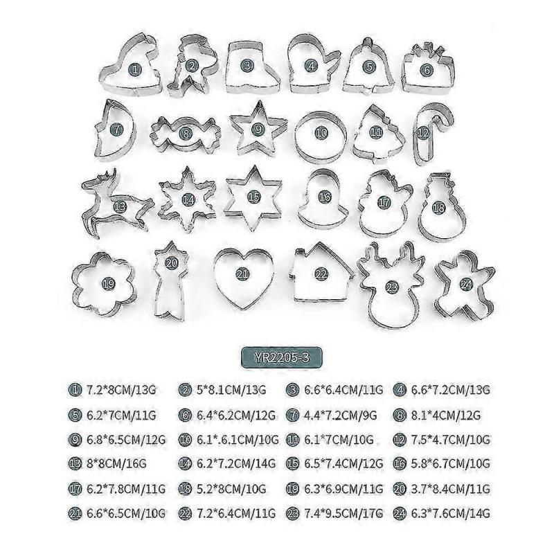 24pcs Stainless Steel Biscuit Mold Christmas/easter Cookie Cutter Baking Tool Theme Snowflake Santa Claus