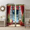 2Pcs Christmas Tree Printed Window Curtains Rod Pocket Design Machine Washable Window Drapes For Living Room And Bedroom Home