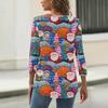 Women's Fashionable Casual Three Quarter Sleeve Christmas Printed Round Neck Top