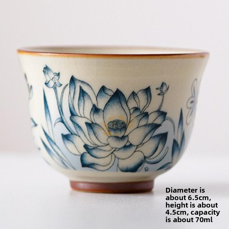 Chinesische Keramik Teetasse Handgefertigte Lotus Teetasse Haushalt Persönliche Teeschale Schönheit Meditationsbecher Teegeschirr Zubehör