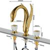 Tuqiu Gold Bathroom Faucet Widespread Brass and Crystal Basin Faucet Tap Luxury Basin Mixer Hot And Cold Shower Room Sink Faucet