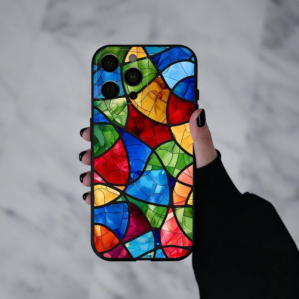 C-Colorful-L G-Glass-S Phone Case For iPhone 17pro, 16,15,14,13,12,11 X XR Plus,Others Soft Black Cover