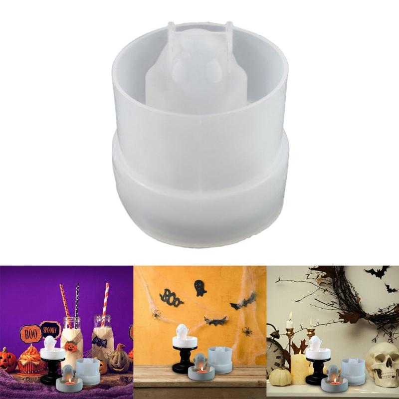 Candlestick Silicone Mold Halloween Spirit Candle Base Mold High Temperature Resistant Candle Holder Decorations Mould