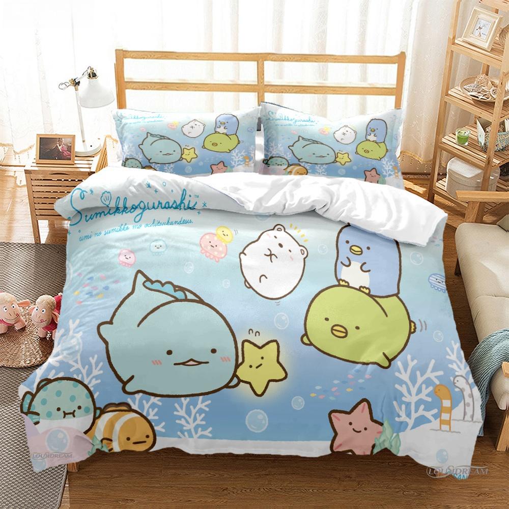 Cartoon Sumikko Gurashi Anime Cute Duvet Cover Funny Kawaii Bedding Set Soft Quilt Cover And Pillowcase Single_Double_Queen_King