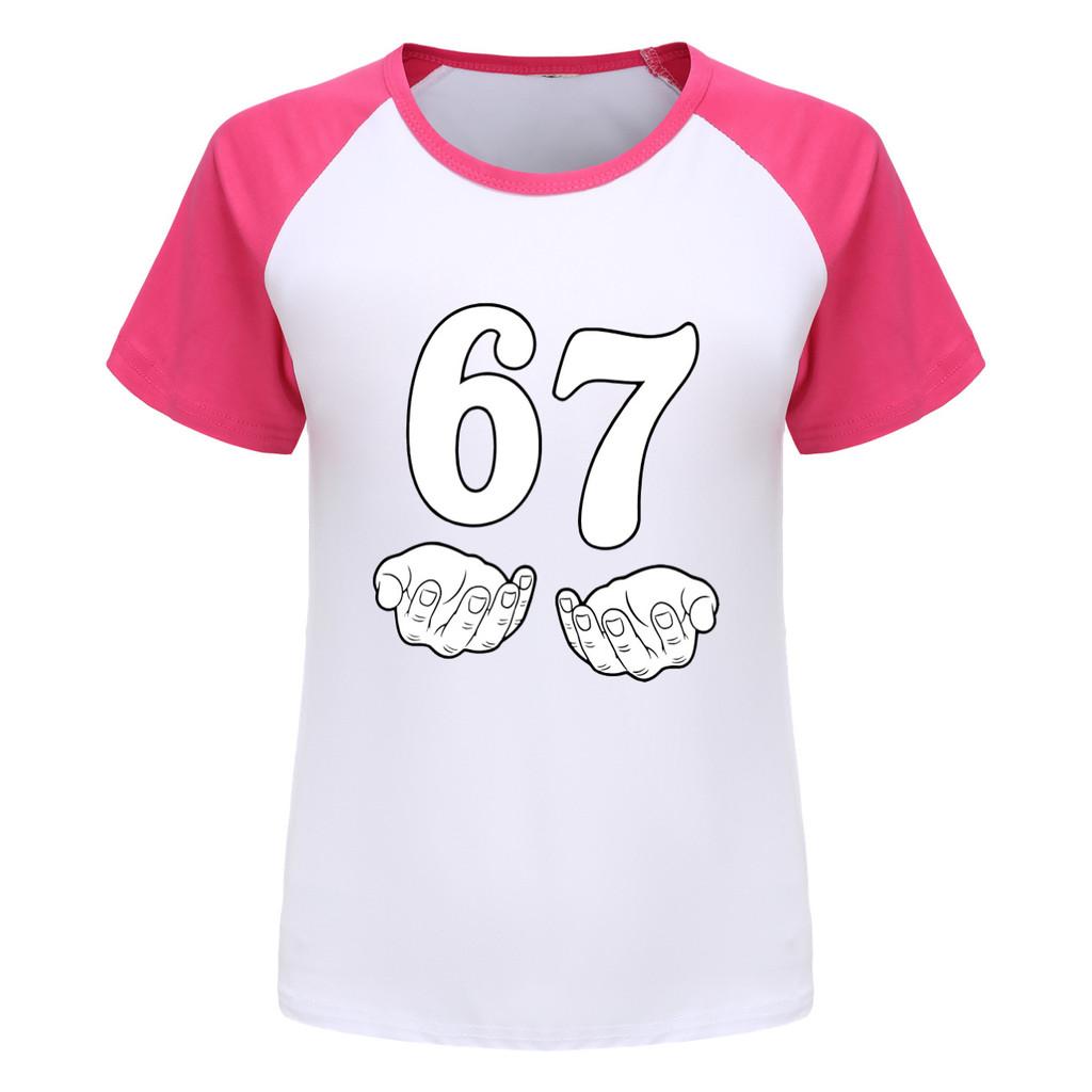 5391 Kids Steal a Brainrot 67 Print Raglan Casual T-Shirt