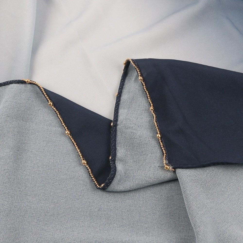 Beads Chain Headscarf Gradient Double Colors Islamic Turban Elegant Ethnic Style Scarf  Female