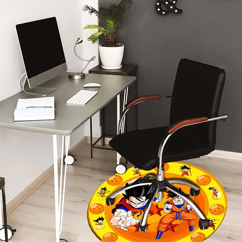 1pc Dragon Ball Characters Artwork Round Carpet, Made of Polyester,Perfect for Decorating Office Chairs, Living Rooms,Vibrant Decorative Rug