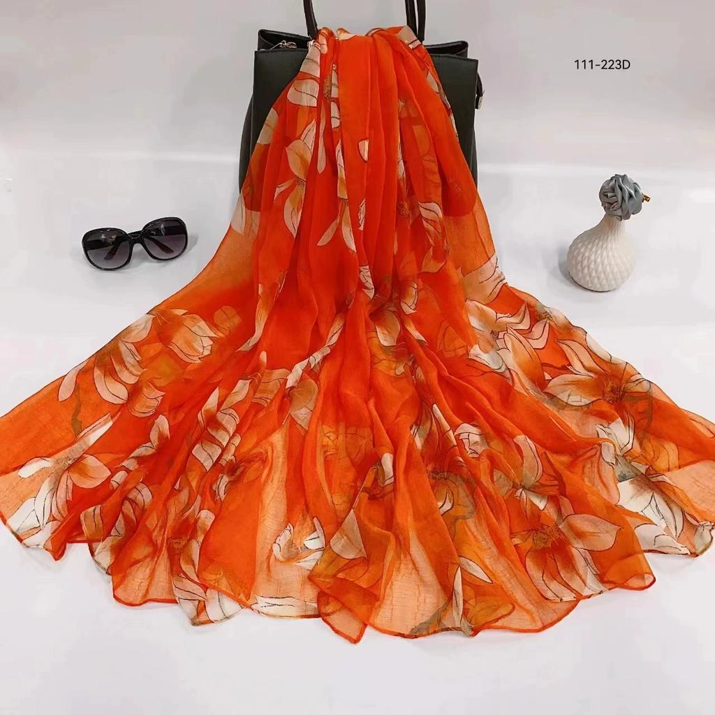 Silk Scarf Women Hijab Pashmina Long Beach Stoles Shawl Wrap Headbands Spring Warm Scarves Bandana Ladies Neckscarf Foulard