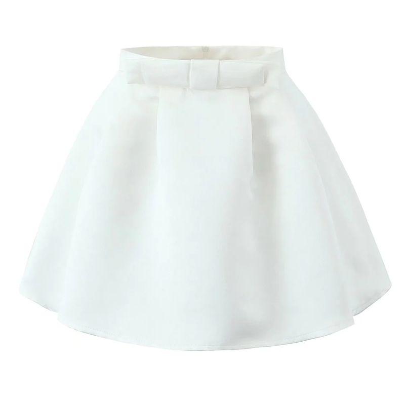 

Fall and Winter New Women s Clothing French Style High Waist Three-Dimensional Bows A- line Bubble Skirt (with Safety Pants inside) White L
