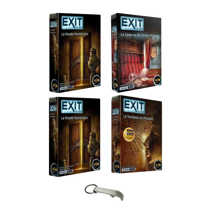 Lot 4 exit en français le musée mystérieux + le tombeau du pharaon + le cadavre de l'orient express + la maison des enigmes + 1 déca