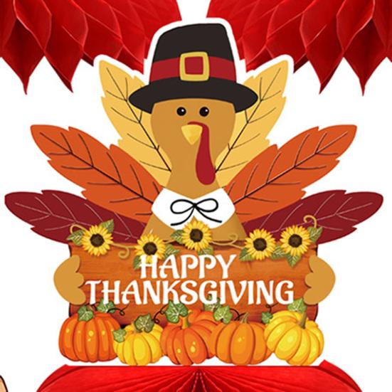 9 Pcs Fall Honeycomb Centerpieces Thanksgiving Paper Pumpkin Maple Leaf Turkey 3D Honeycomb Table Decoration for Autumn Harvest Party Favors