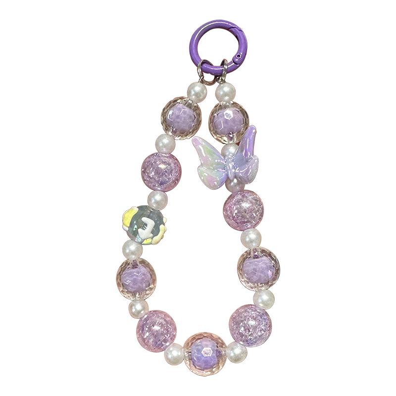 Beaded Ice-Cracked Butterfly Pendant: Phone, Car, and Bag Keychain Gift