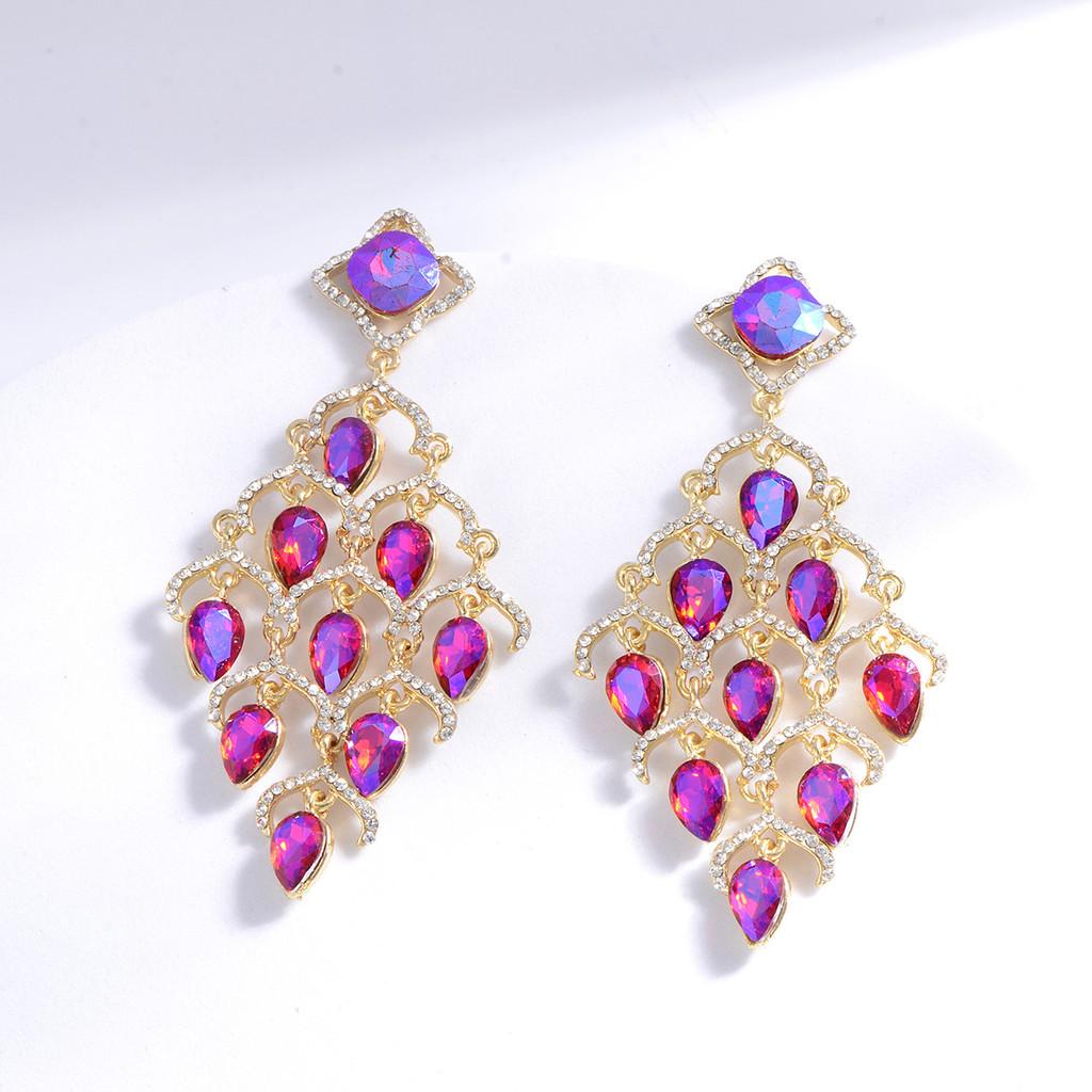 Geometric Alloy Earrings With Zirconia For Elegant Evening Wear