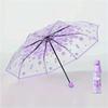 Korean Umbrella Folding Cute Korean Mini Fresh Simple Sen Series Trifold Cherry Blossom Transparent Japanese Umbrella