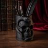 3D Printed Ornament Skull & Snake Pen Holder, Gothic Pencil Collectible Figurine Desk Organizer for Makeup Brush Stationery Storage, Halloween