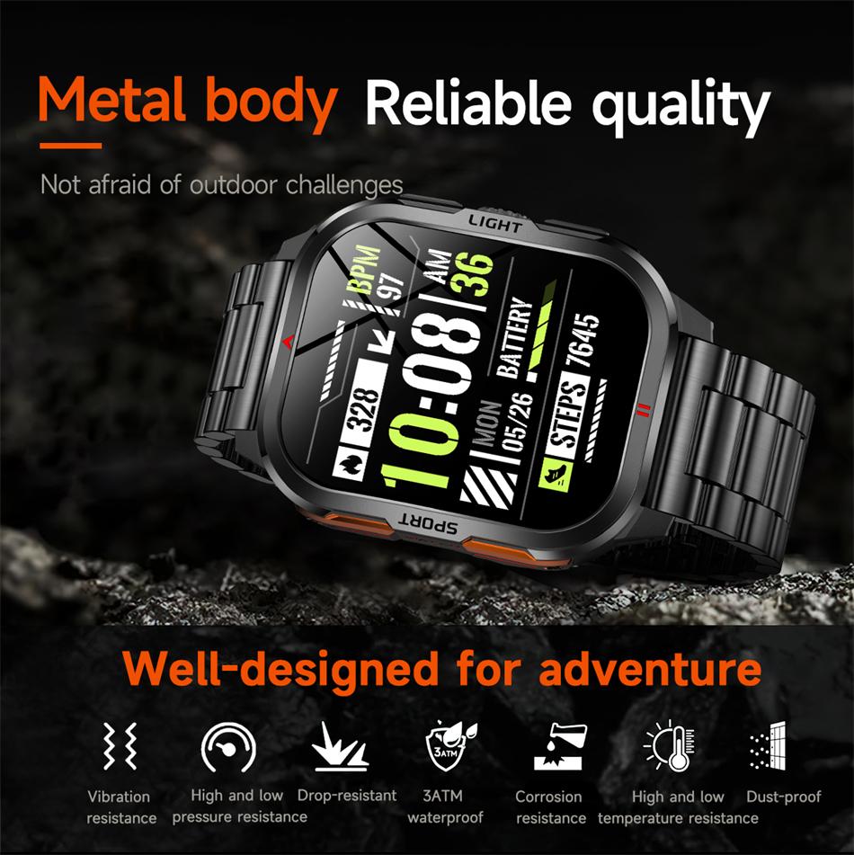 SACOSDING Rugged Smart Watch Men Outdoor Sport Smart Watches Heart Rate Monitor Bluetooth Call Man Smartwatch For Androd ios