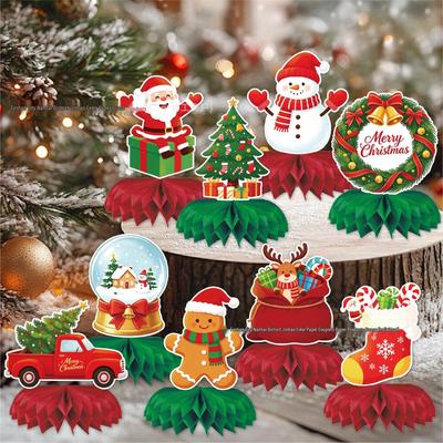 Festive Table Decorations: New Year & Christmas Honeycomb Ornaments and Paper Fans