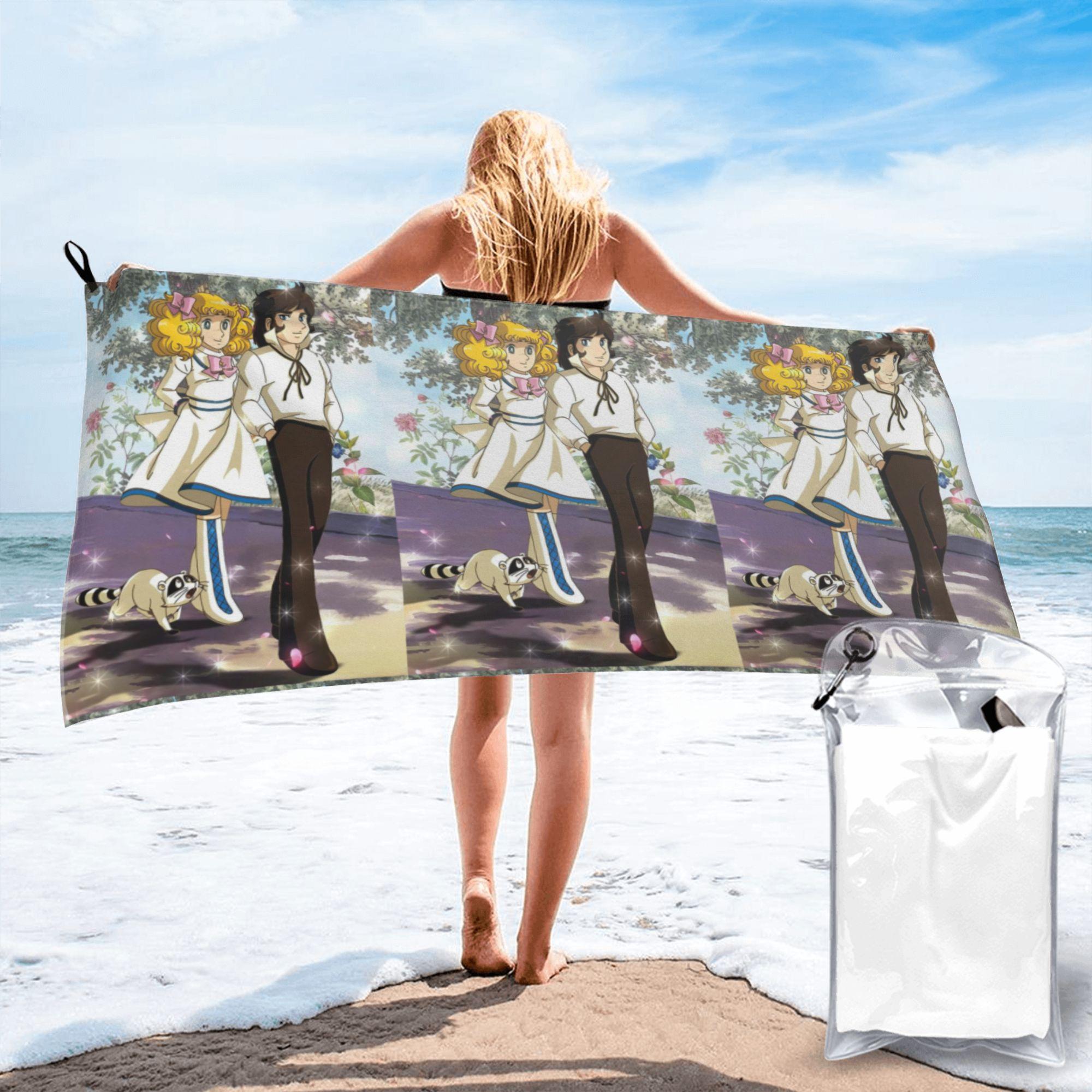 Textilien Candy Candy Anime Beach Towel Soft Microfiber Quick Dry Absorbent Quick Towels For Swimming