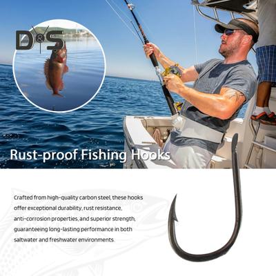 100Pcs/Box Metal Fishhook Number 3 To 12 Heavy Duty Barbed Fishing Hook Freshwater Saltwater Bass Trout Walleye Fishing Accessories