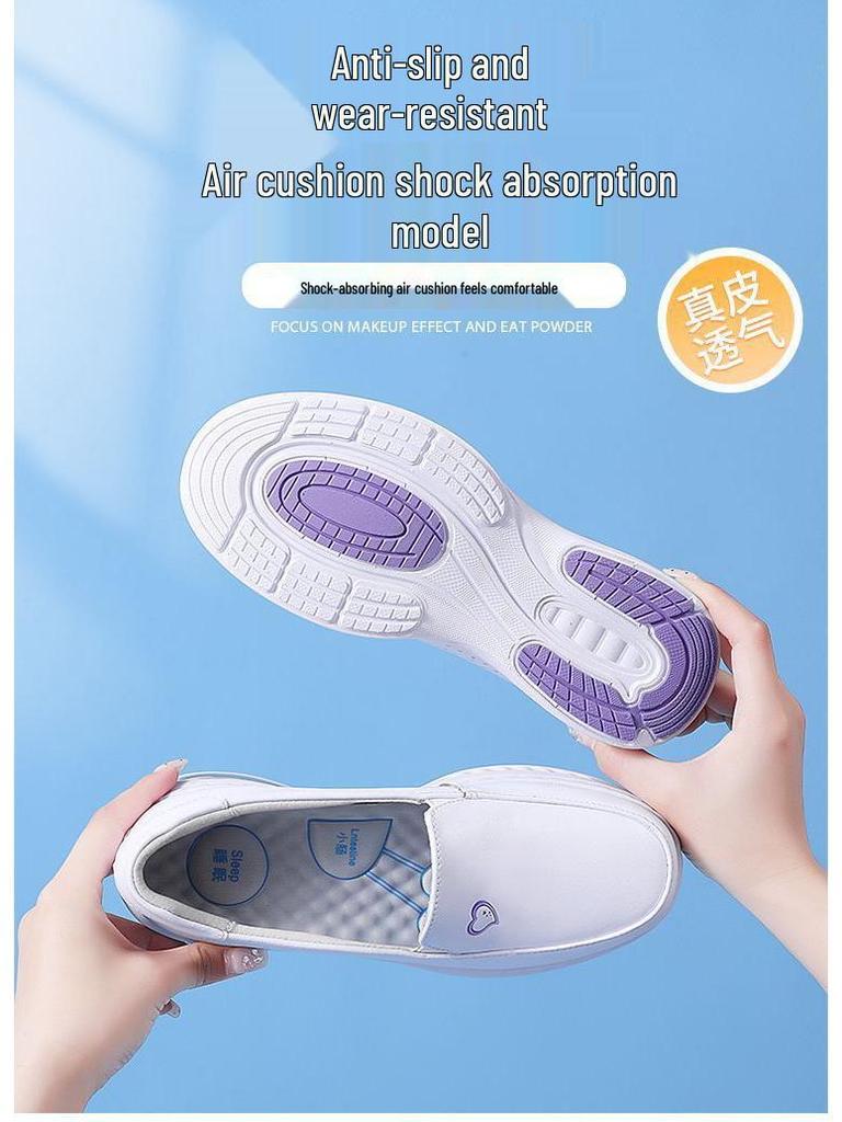 Damen Schwesternschuhe - Weich, Atmungsaktiv, Rutschfest, Bequem, Flacher Absatz, Luftpolster, Höhenerhöhend, Echtes Rindsleder für Medizinische Arbeit