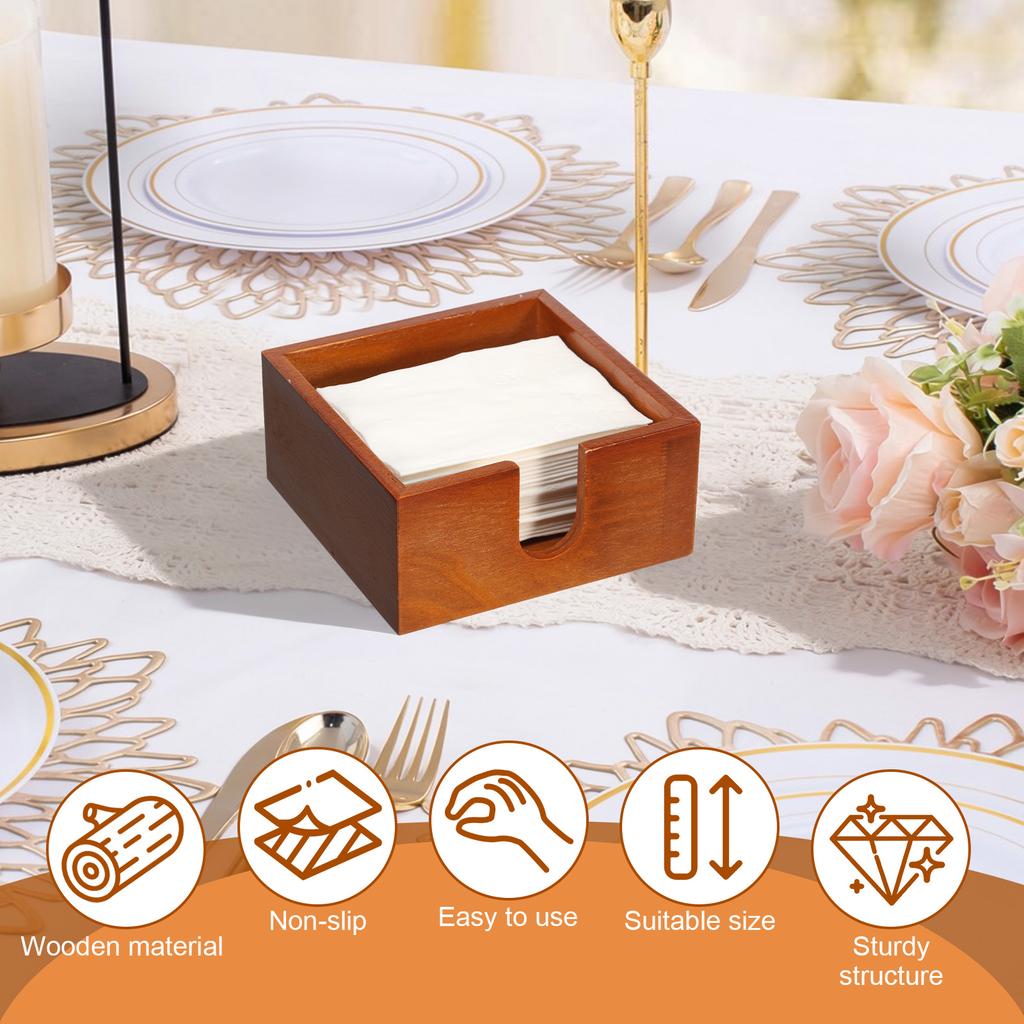 2 Stück Quadratische Holz Taschentuchbox Esszimmer Serviettenhalter Küche Papierhandtuchspender Hülle Zuhause Restaurant Tischzubehör
