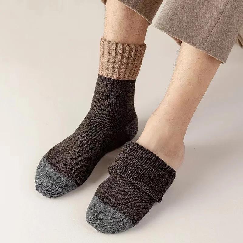 5Pairs/Lot Winter Warm Men's Woman Socks Super Thick Wool Solid Socks Merino Wool  Keep Warm Cold Resistant Snow Socks EU38-46
