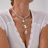 ins imitation pearl stacked shell pendant necklace, temperament beach beaded fish OT buckle jewelry