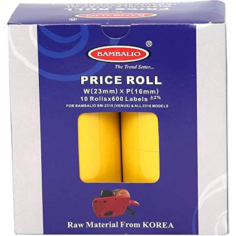 Bambalio 2316 2 Line Yellow Colour Plain Label Rolls 10 Rolls x 600 Labels (Box Pack) Compatible with 2316 Labeling Mach 2316 жёлтый
