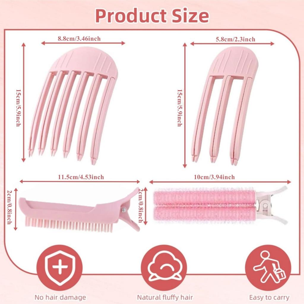 2-4pcs Fashionable Fluffy Hair Clip,3 and 6-Teeth Comb, Portable Women's High Cranial Top Fluffy Styling Volume Hair Rollers