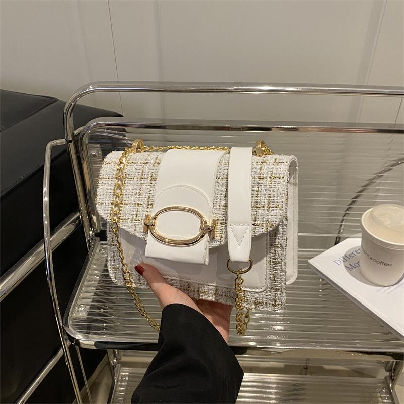 2025 New Casual Simple Metal Chain Shoulder Bag Crossbody Small Square Women's Bag