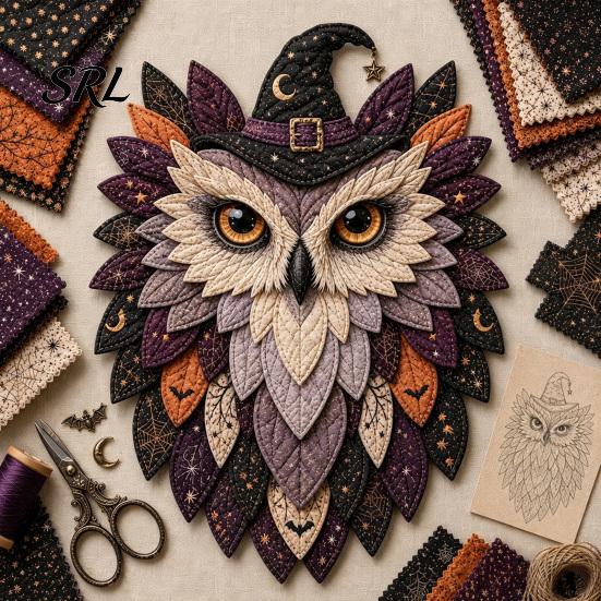Quilten Hobby Cadeau voor Haar DIY Uil Patchwork Set, Gelaagd Stof Naaien Gepersonaliseerd Verjaardag Knutselaars 3D Textiel Knutselproject Volwassenen, Handgemaakt Huis