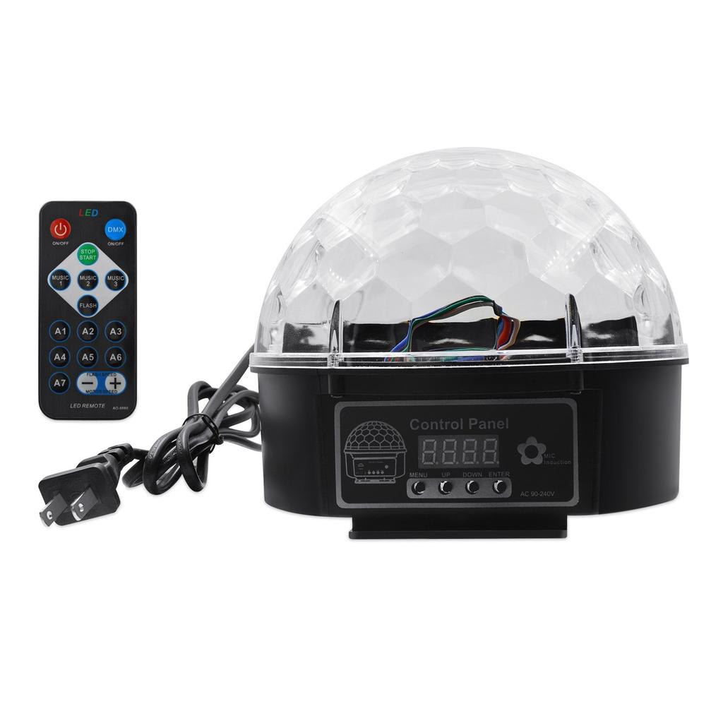 QUWEI Stage Lighting RGB LED Crystal Disco Magic Ball with Remote Control, DMX Effect, Multicolor