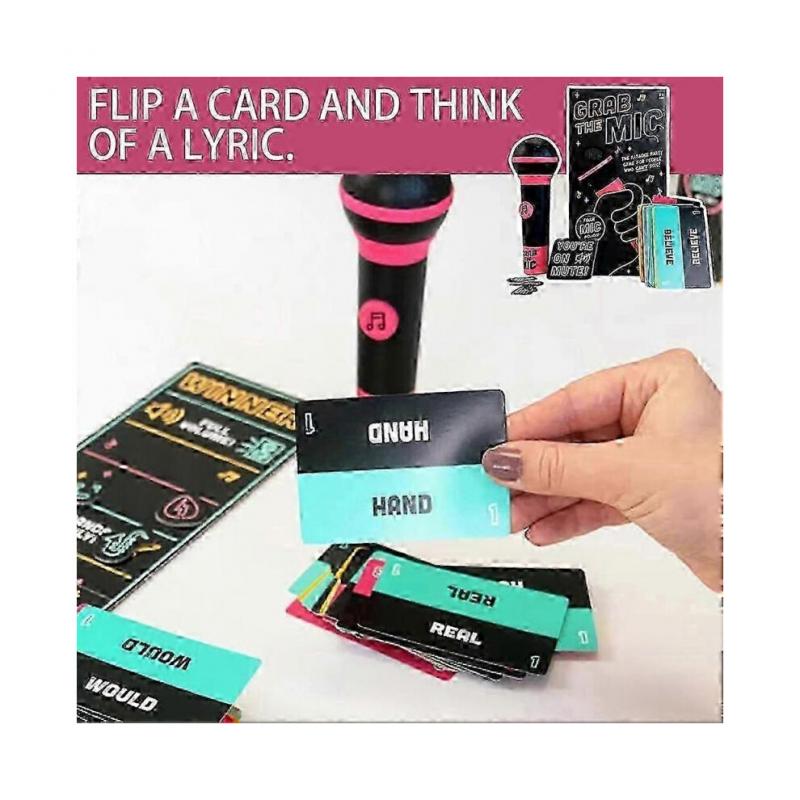 Fogd a Mikrofónt Karaoke Játék Dalszöveges Kártyákkal, 2-10 Játékos Számára Vicces Társasjáték Gyerekeknek és Felnőtteknek, Tökéletes Partikra és Születésnapokra - HZ